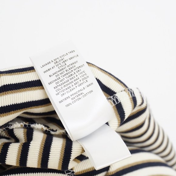 SALE SEE BY CHLOÉ Striped Jersey Dress Ruffle Sleeve Beige L - Picture 6 of 6